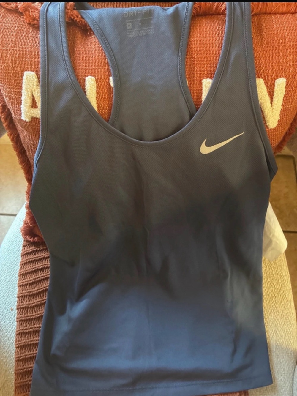 Nike Women's Navy Blue Racerback Dri-FIT Tank with Swoosh